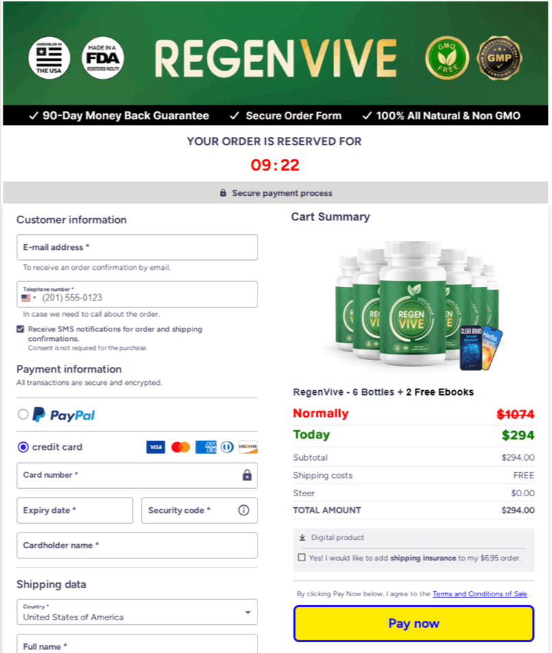 RegenVive USA Checkout